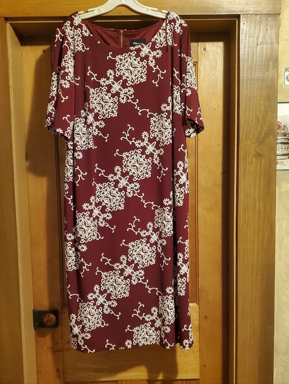 Maroon & White Floral Midi Dress By Rnstudio Ronni Nicole 18w Special Occasion